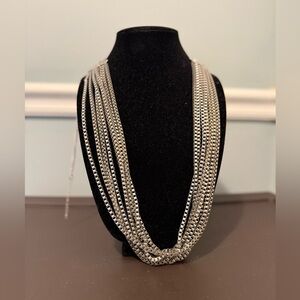 Vintage Silver Toned 8 Strand Waterfall Box link chain in Great Condition